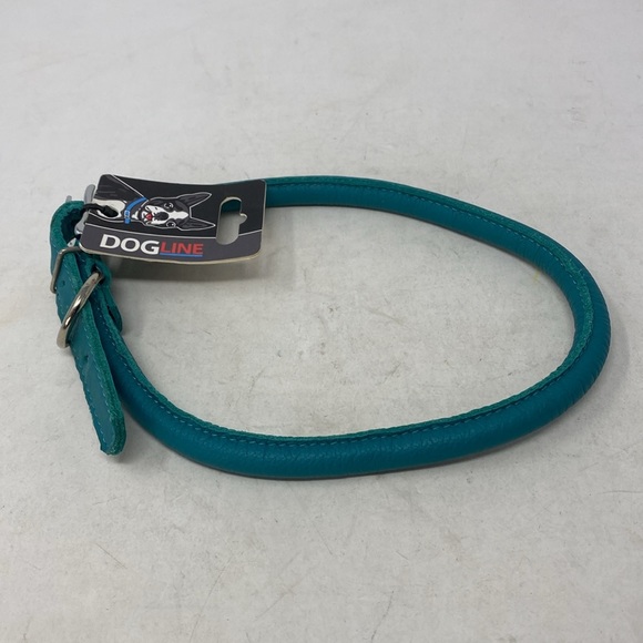 NWT Dog Line Group Rounded Teal Leather Dog Collar -  22”-25” - Picture 2 of 8
